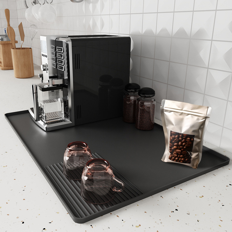 3 in 1 Silicone Coffee Mat with Tamper Pad Durable Non-Slip Coffee Espresso Machine Mat Durable Coffee Bar Mat Pad JAF273: Beige