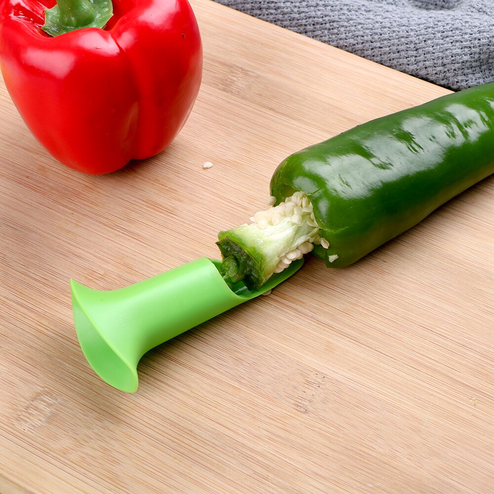 HOOMIN 2pcs/set Bell Pepper Chili Pepper Cutter Seed Remover Corer Slicer Jalapeno Corer Fruit Peeler Cooking Tools