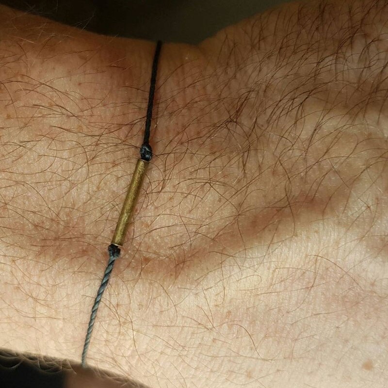 Brons Buis Armband Voor Mannen, Mannen Armband Met Feather Charm, Mannen Armband