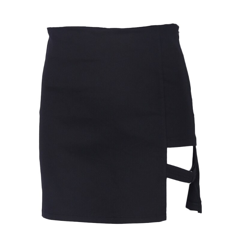 Koreaanse Stijl Zwart Pakket Hippe Rokken Spleet Onregelmatige Zoom Potlood Micro Mini Rok