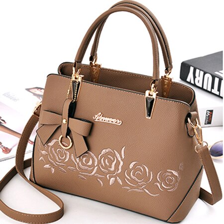 Yogodlns Women Bag Vintage Handbag Casual Tote Women Messenger Bags Shoulder Top-Handle Purse Wallet Leather: Khaki