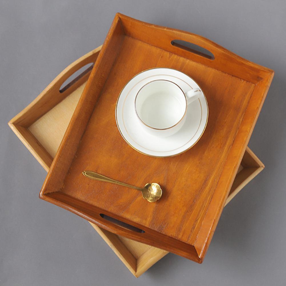 Retro Wooden Rectangular Serving Tray Fruit Food Snack Plate Kitchen Supplies