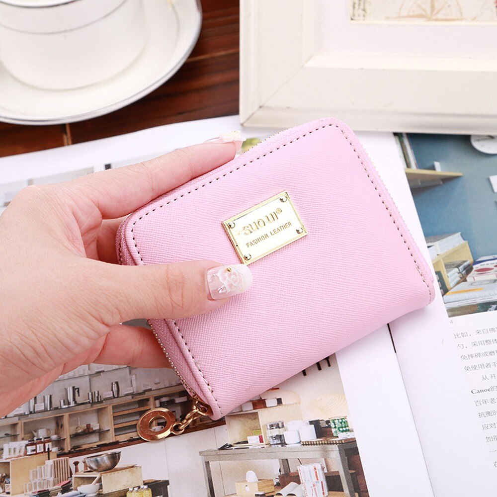 Women Ladies Leather Small Wallet Card Holder Zip Coin Purse Clutch Handbag portefeuille femme #20: Pink 