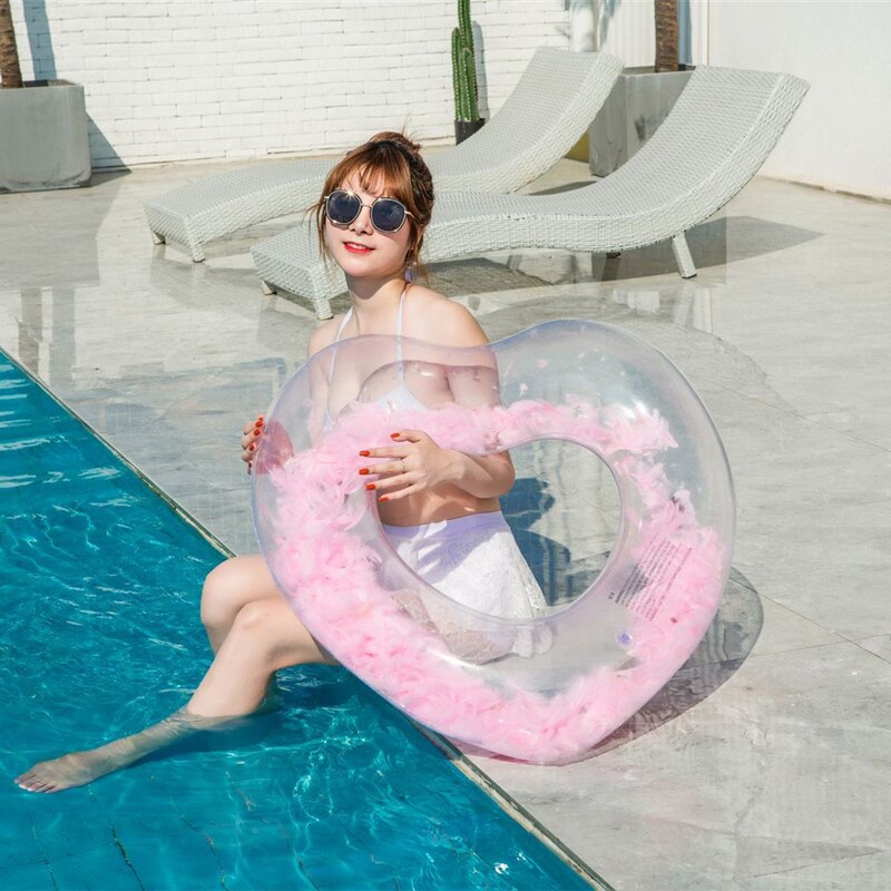 Kleurrijke Veer Zwemmen Ring Voor Volwassen Kinderen Zomer Strand Opblaasbare Zwemmen Ring Drijvende Water Leuk Speelgoed: 3 / 90