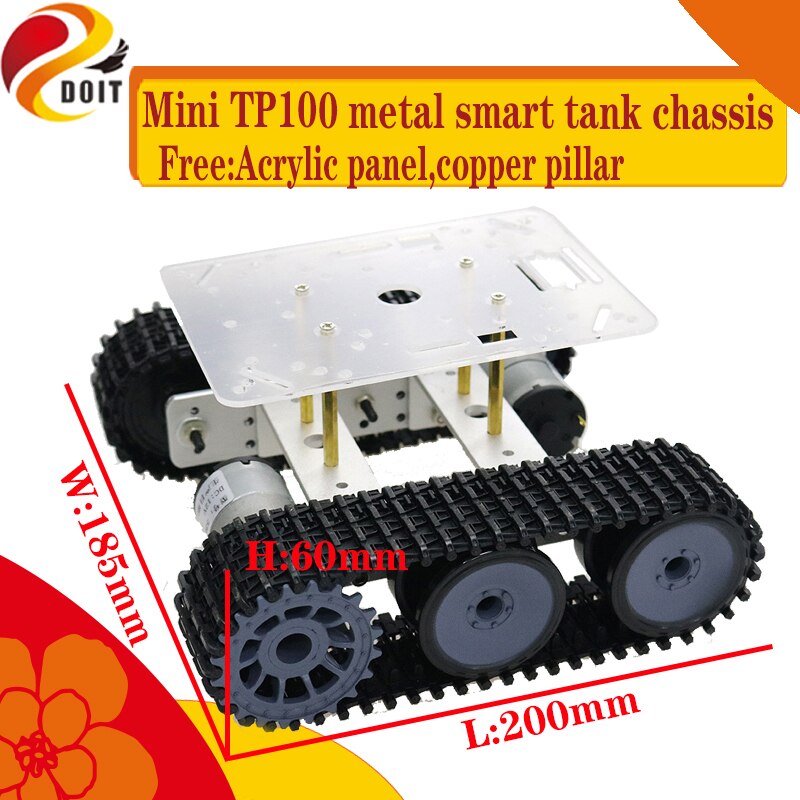 Diy Metalen Tank Chassis Mini TP100 Smart Crawler Robot Platform Hoge Koppel Motor Met Encoder Gratis Acryl Panel Voor Arduino/Uno
