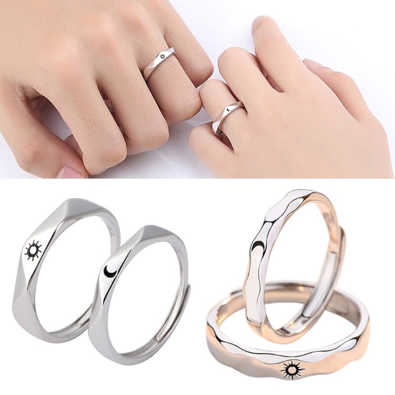 1 paio di anelli per coppie Sun Moon Lover Set promessa fedi nuziali uomo donna gioielli