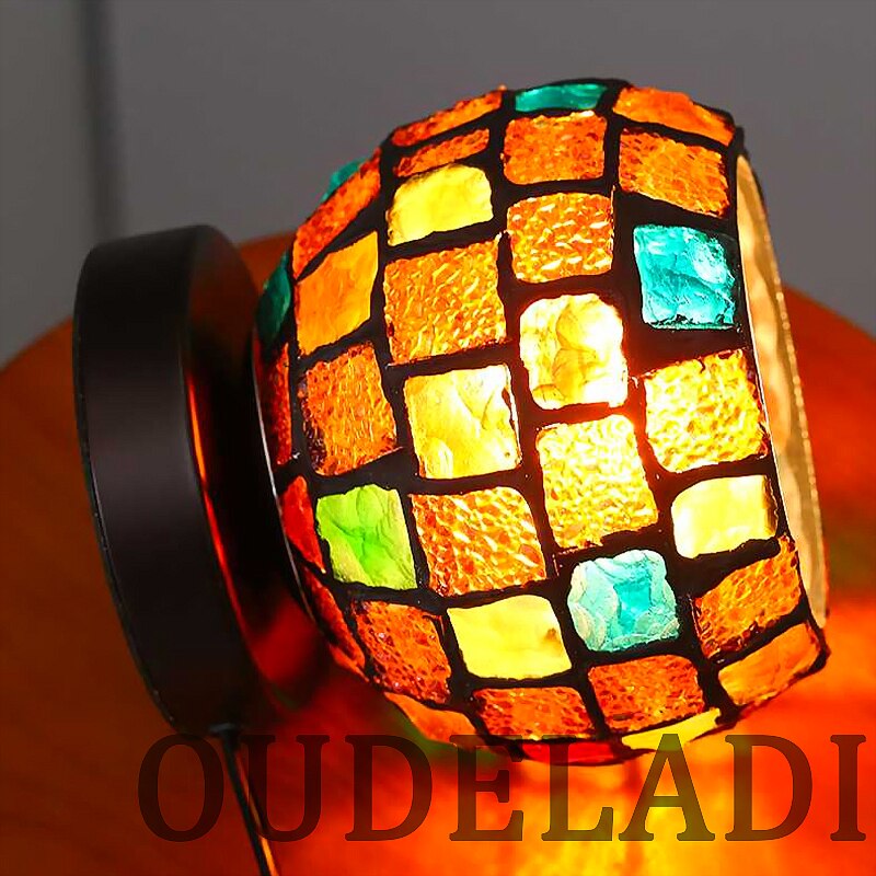 Moderne Houten glazen bal maan lamp Japanse kleine Tafel Lampen kleurrijke glas bureaulamp slaapkamer bed led lichten decoratie