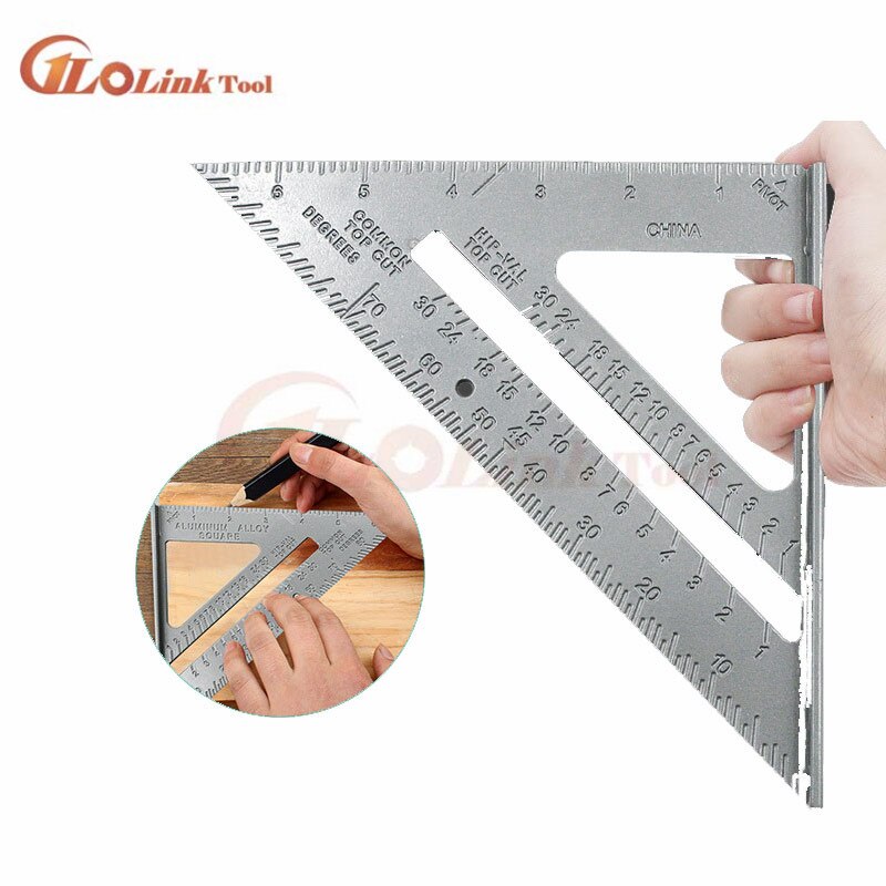 Professionelle Winkelmesser 7-zoll aluminium legierung zimmerei dreieck lineal metric zoll 90 grad 45 grad quadrat dreieck lineal