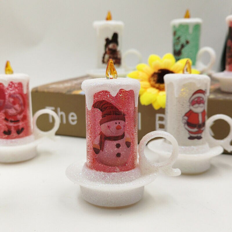WEIHNACHTEN LED Kerze Farbwechsel Flackern Licht hoch funkeln Tasse Geformt Parteien Dekoration Säule Kunst Kerze Lampe Weihnachten Dekor