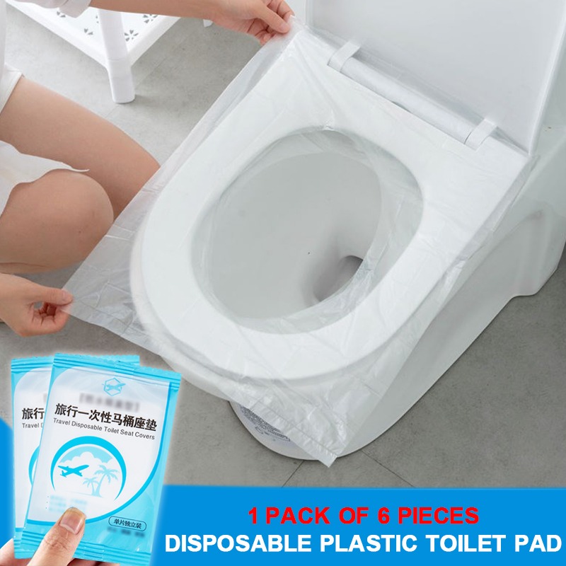 Cartoon Winter Warm Toilet Seat Cover Mat 1Pcs Washable Bathroom Accessories Knitting Pure Color Soft O-shape Pad Toilet Seat: Disposable 6PCS
