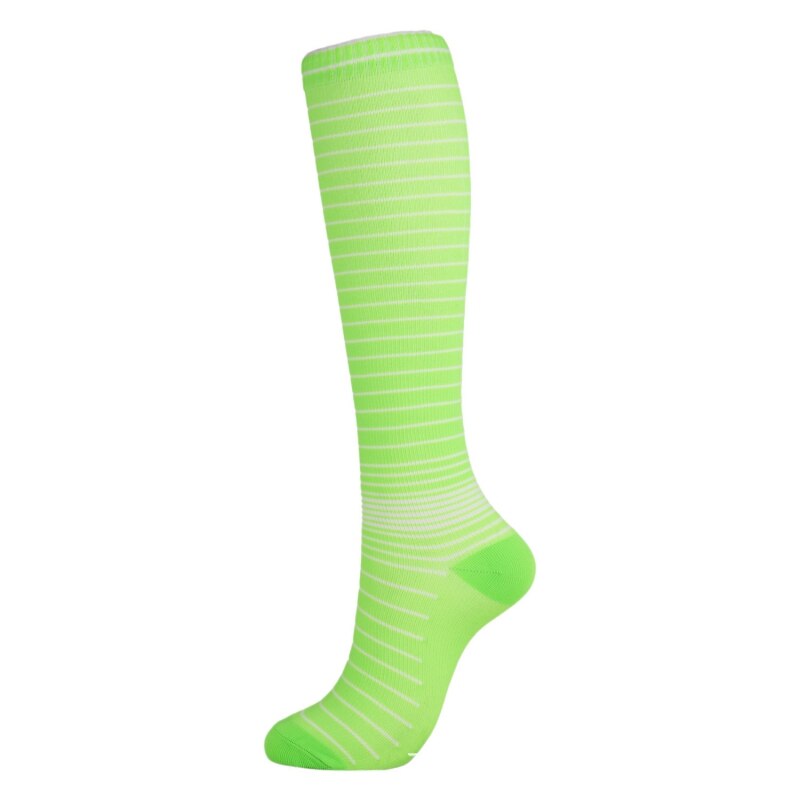 1 Pair Compression Knee High Long Socks Christmas Cap Tree Deer Striped Printed Stocking Nylon Hosiery Footwear Accessories