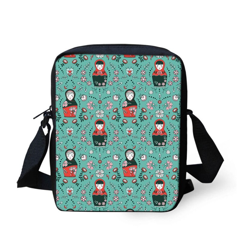 FORUDESIGNS Mini mochilas escolares para niños Matryoshka estampado bolsos cruzados del hombro del cuerpo para niños muñeca rusa niños pequeños niñas mochila escolar: L2548E