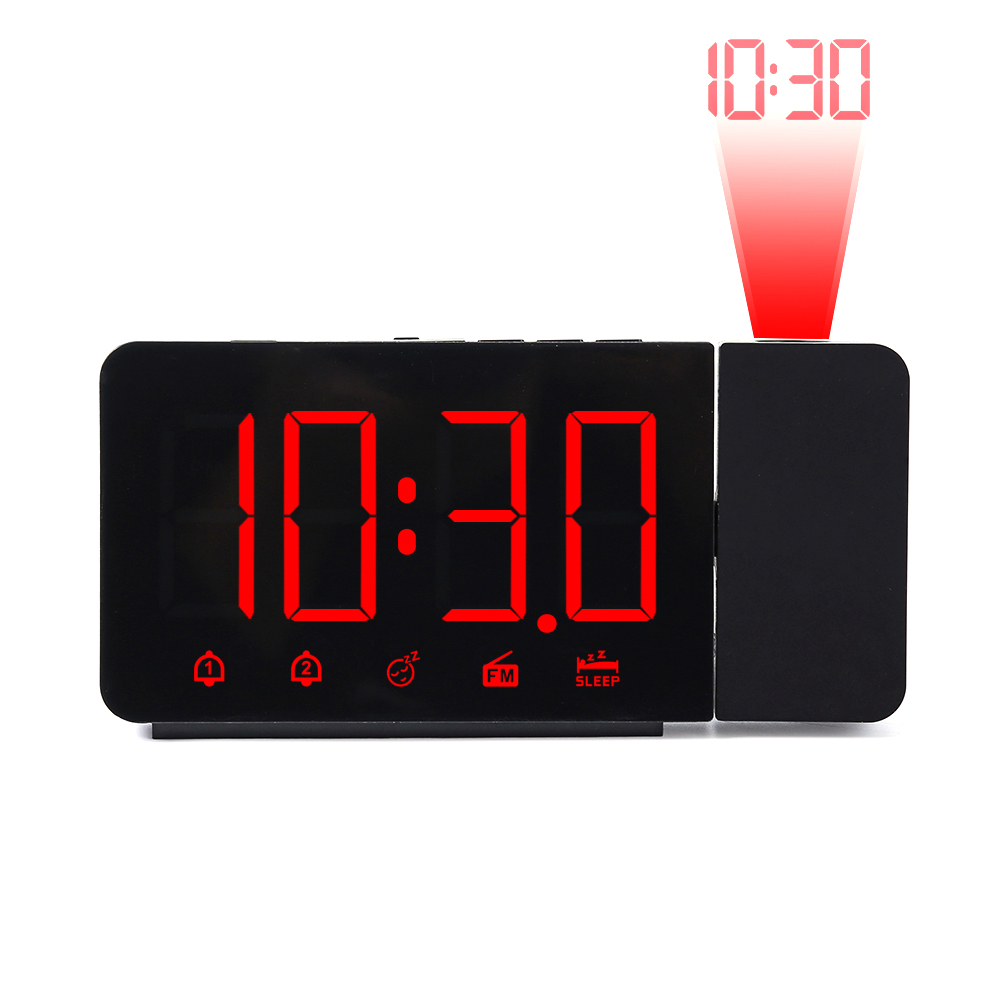 Sveglia della proiezione Digital Alarm Clock Con Funzione Snooze FM Display A LED Orologio Elettronico Per La Camera Da Letto Ufficio: Red Letter