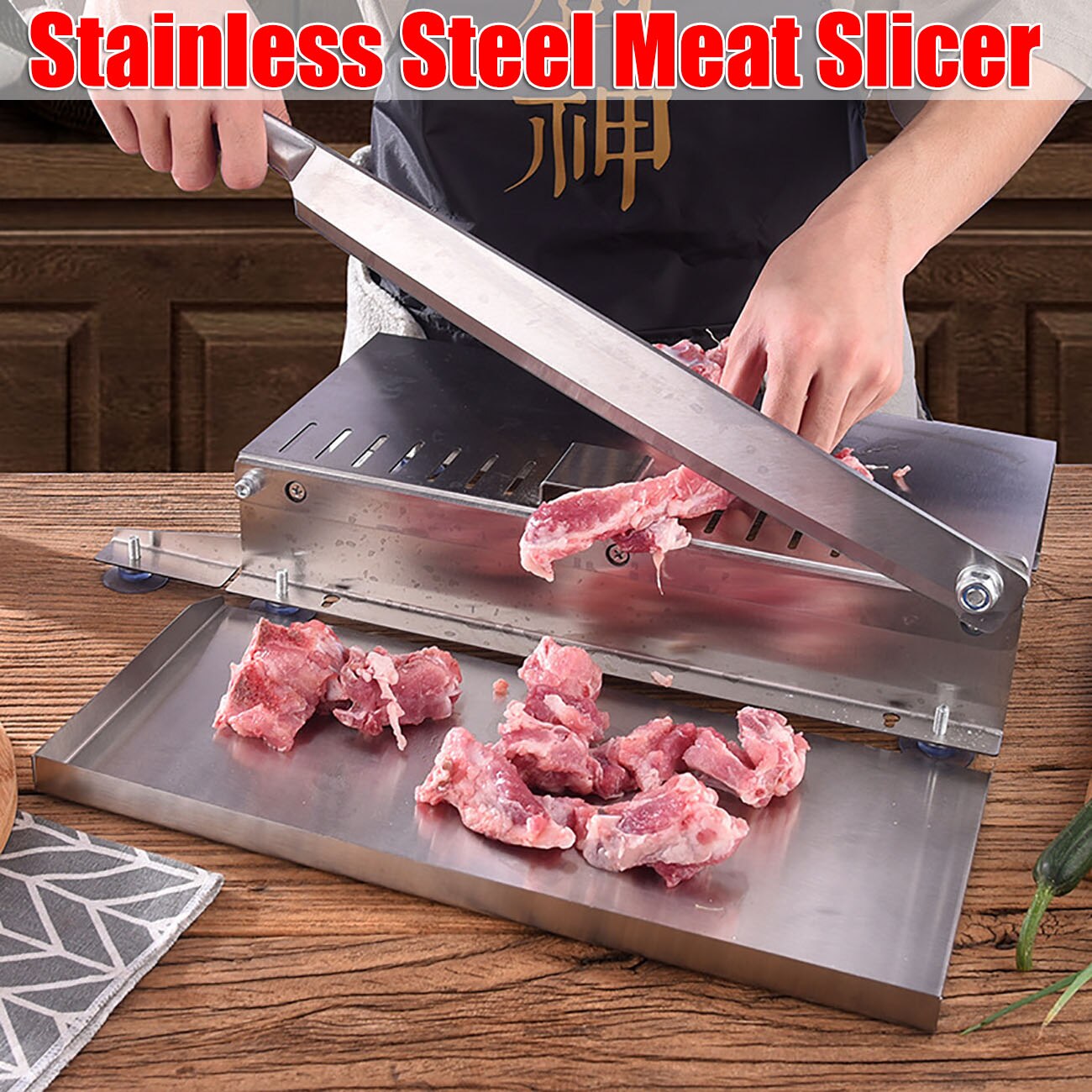 Stainless Steel Meat Slicer Frozen Meat Cutting Machine Minced Lamb Bone Beef Meat Cutter Chicken Duck Fish Ribs Cutting Tool