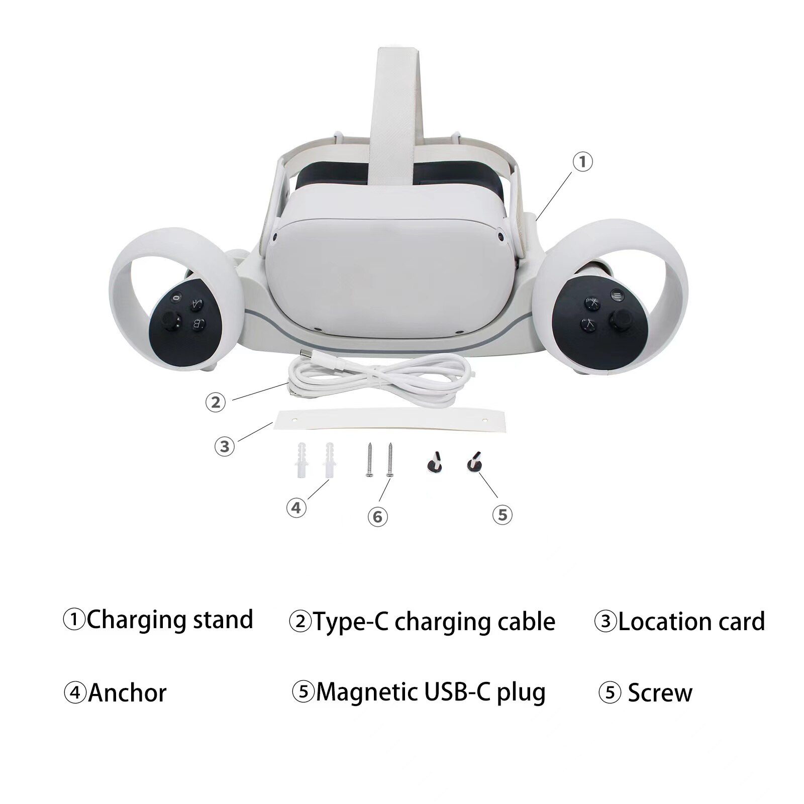 For Oculus Quest 2 VR Headset Charger Storage Base High-speed Charging Station With Stand LED Indicator Light Wall / Desk Mode