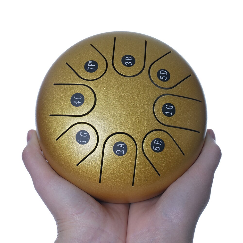 6 pouces En Acier Tongue Drum 8 Tune Notes Main Casserole Réservoir Éthérée Rythme Tambour avec Sac De Transport Pilons Autocollant Instrument de Percussion