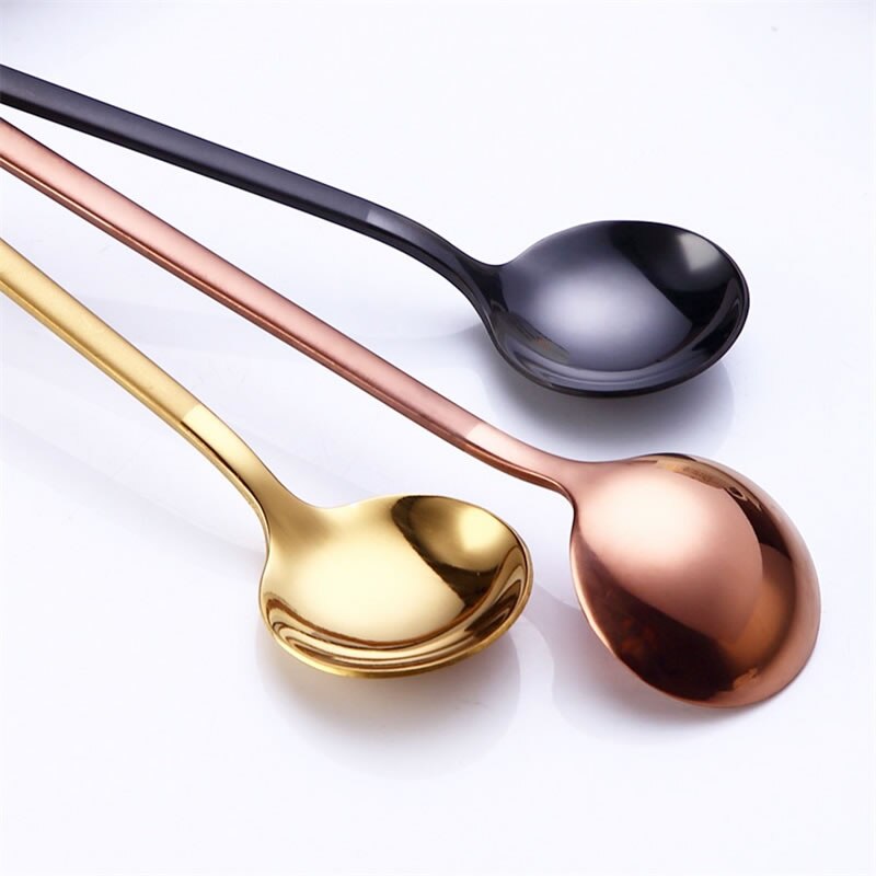 Roestvrij Staal Cirkel Koffie Lepel Espresso Thee Melk Roeren Mengen Serveren Lepel Ijs Dessert Scoop Keuken Accessoires