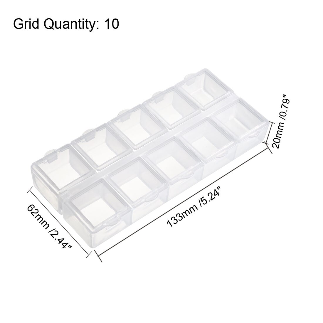 Uxcell Component Opbergdoos-Ps Vaste 10 Grids W Aparte Cover Elektronische Component Containers Clear White 133x62x20mm