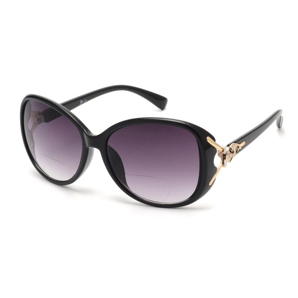 JM-gafas de sol de lectura para mujer, lentes de lectura bifocales, redondas, grandes, Vintage, de gran tamaño, UV400, 2022: +200 / grey