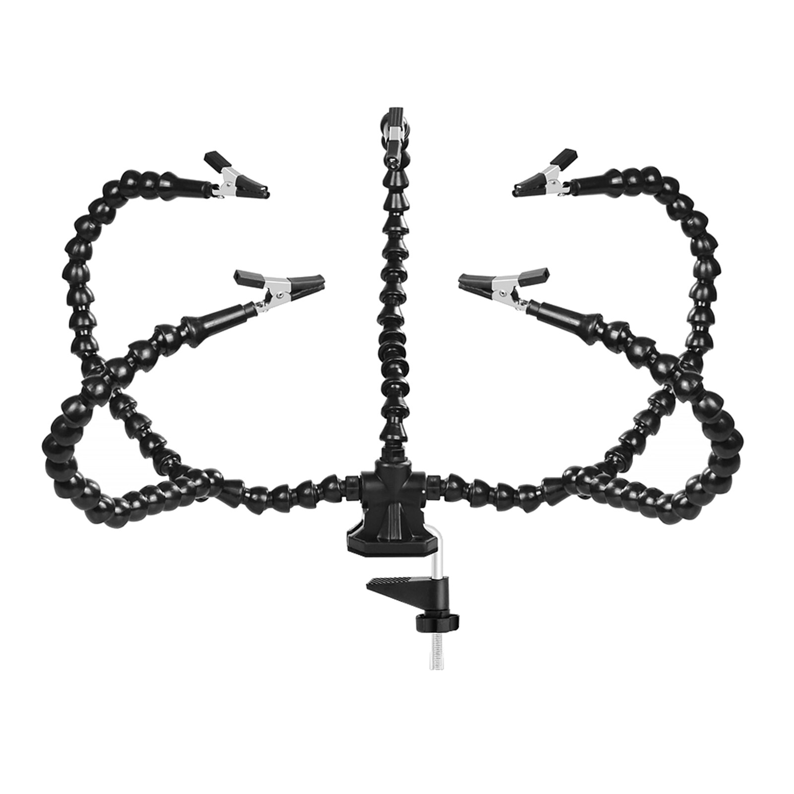 Derde Hand Solderen Helpende Handen Workshop Soldeer Station Tool 5 Arms 360 Graden Draaibare Clips Met Led Licht