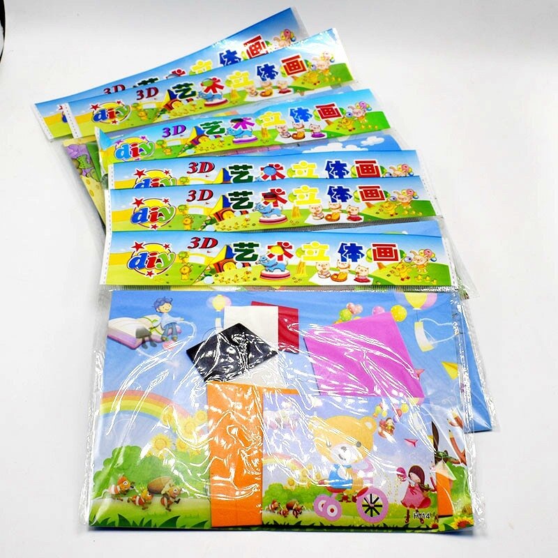 Kids DIY Craft Educational Toys for Children Puzzle 3D EVA Foam Painting Sticker Cartoon Animal Puzzles Toys Baby Handmade Game