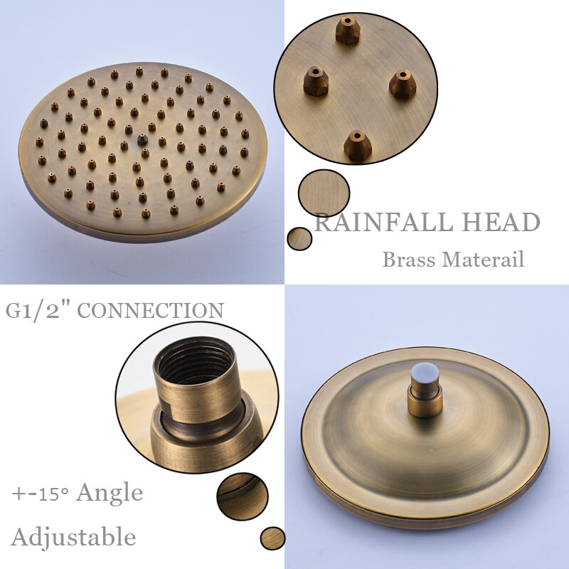 Poiqihy Messing Golden Regendouche Douchekraan Hoofd Badkamer Vervangen Regen Douchekop Antieke Messing Douchekop Accessoire