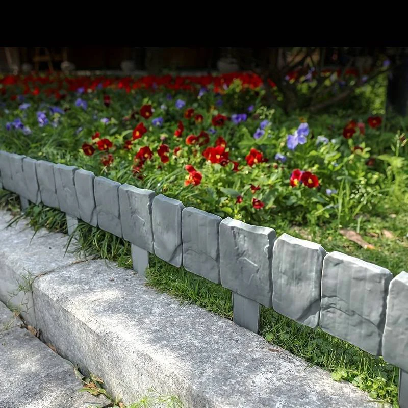 Bordure de jardin en plastique, panneaux de clôture en pierre d'imitation, barrière extérieure de Patio, 20/10 pièces