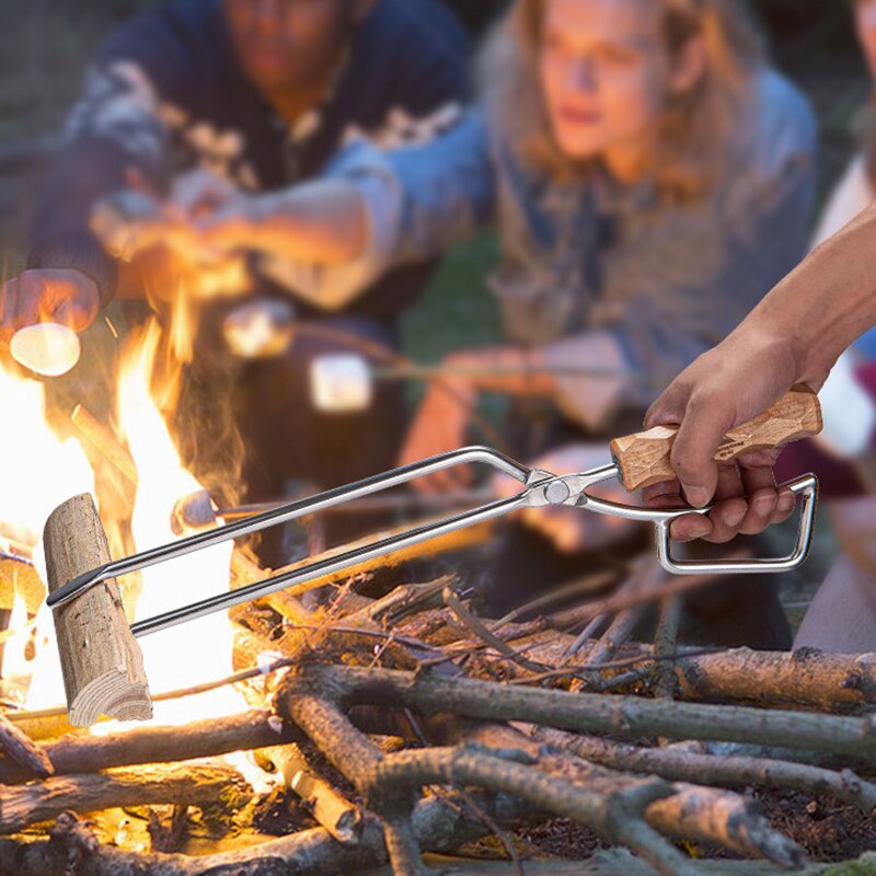 Stainless Steel BBQ Charcoal Tongs Outdoor Picnic Long Handle Salad Grilled Food Scissor Clip