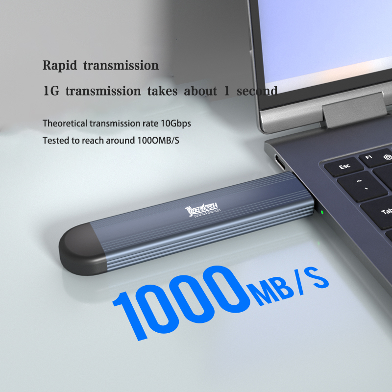 CoolFish M. 2 Mobile Solid State Drive Boxes Supports NVMe Protocol 4TB USB3.2 GENG2 Type-C 3.2GENG2 10Gb SSD Case for Mac OS