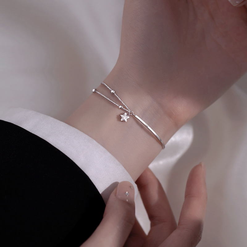 Nueva pulsera de estrella de Plata de Ley 925 a la , accesorios de temperamento simples, de de cumpleaños para joyería fina para mujer