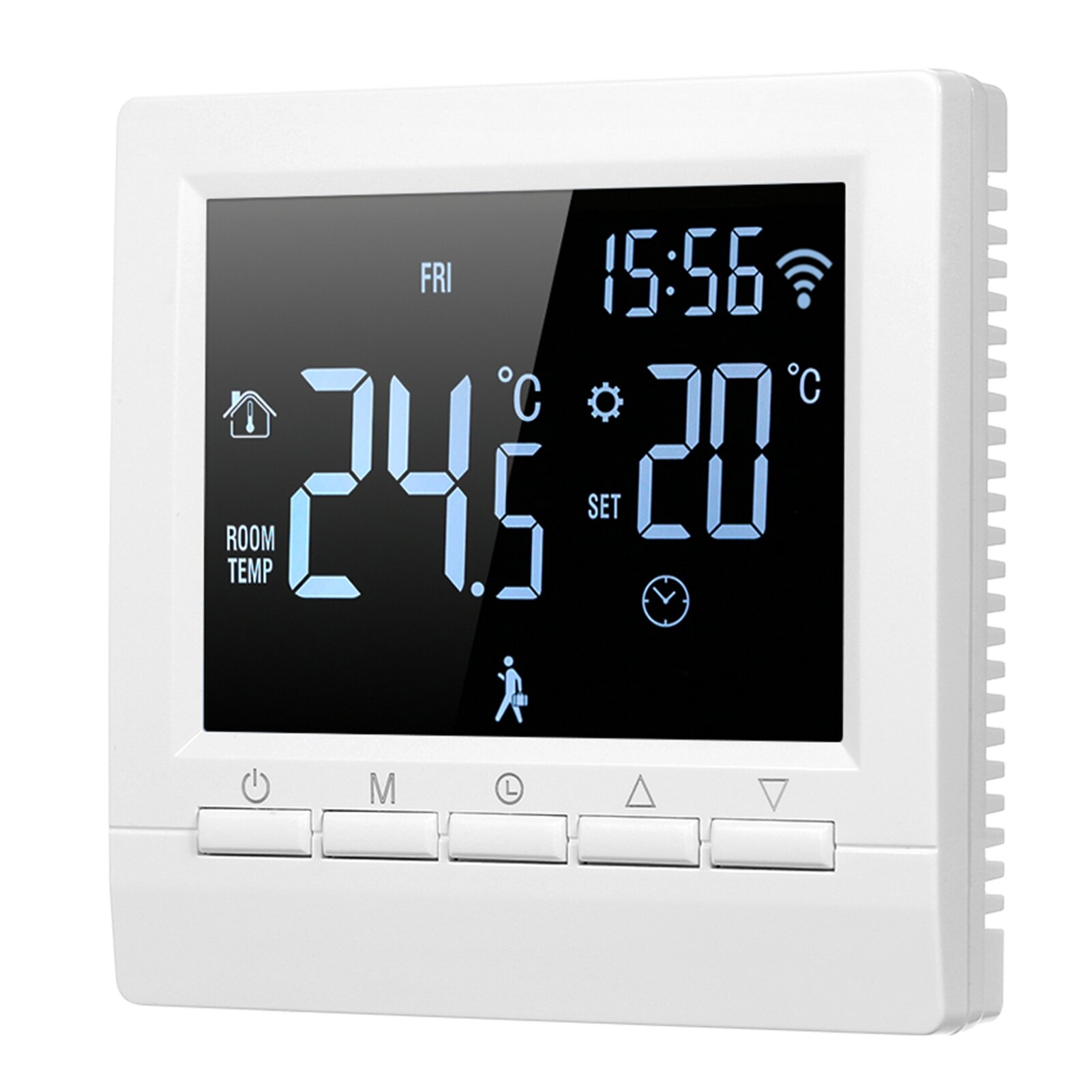 Smart Thermostat Digital Temperature Controller LCD Display Week Programmable Electric Floor Heating Thermostat for Home School: Black no wifi