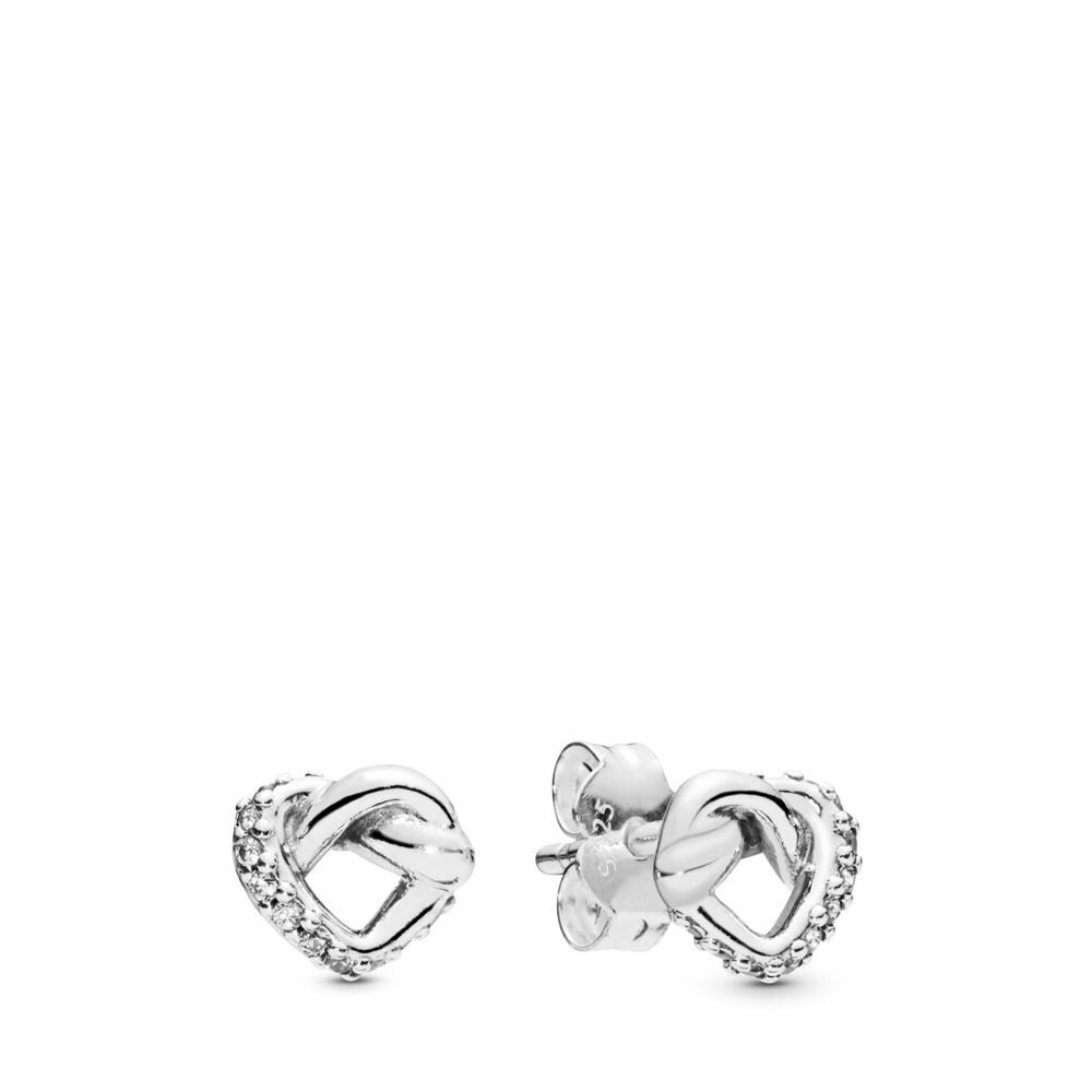 Collar con abalorio en forma de corazón anudado para mujer, conjunto de pendientes, joyería romántica de lujo, Original, 100% S925: 298019CZ