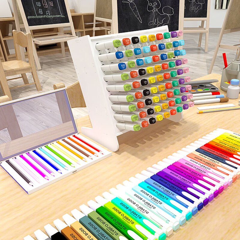 Student Desktop Marker Organizer Storage Box Brush Stationery Box Children's Learning Mark Pen Holder Blind Box Pencil holder