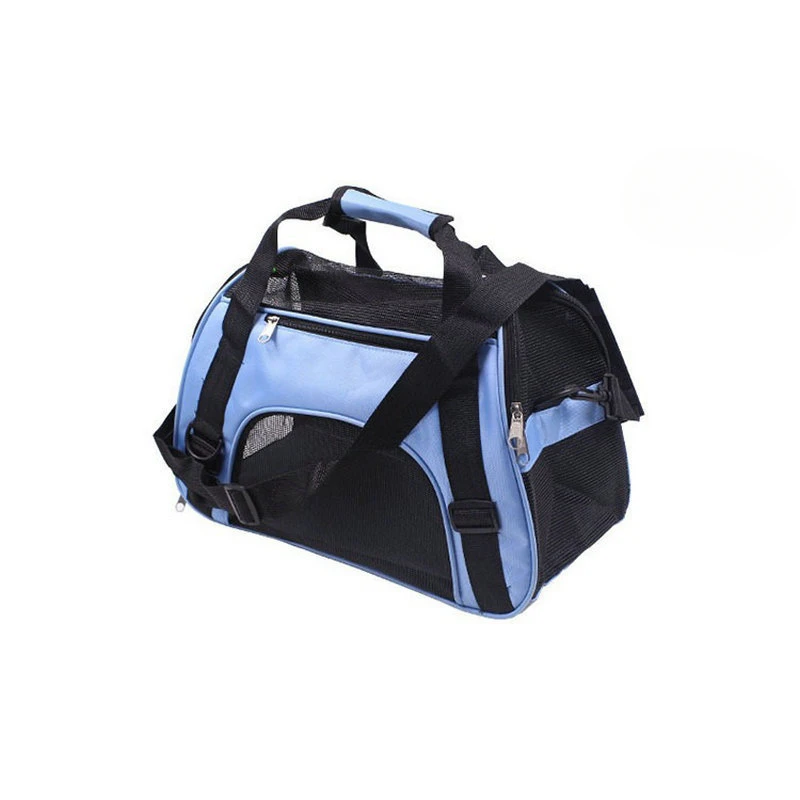 Tragbare Hund Katze Tragetasche Haustier Welpen Reisetaschen Atmungsaktive Gittergewebe Kleine Hund Katze Hunde draussen Zelt Träger Ausgehende Haustiere Handtasche: L / Blau