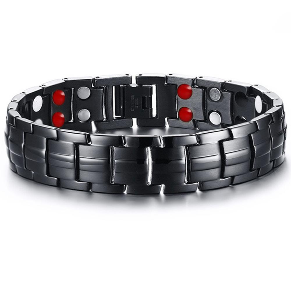 Punk Stijl Sieraden Mannen Zwart Titanium Staal Magnetische Armband Armbanden 15 Mm 8.74"