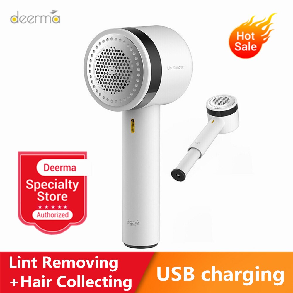 Original Deerma Electric Lint Remover Portable Hair Ball Trimmer USB Charging Fast Removal Ball Clothes Sticky With 9 Stickers