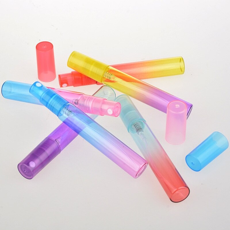 8ml mini draagbare kleurrijke glazen parfumflesjes met verstuiver, lege cosmetische containers voor reisvloeistofdispenserflesjes