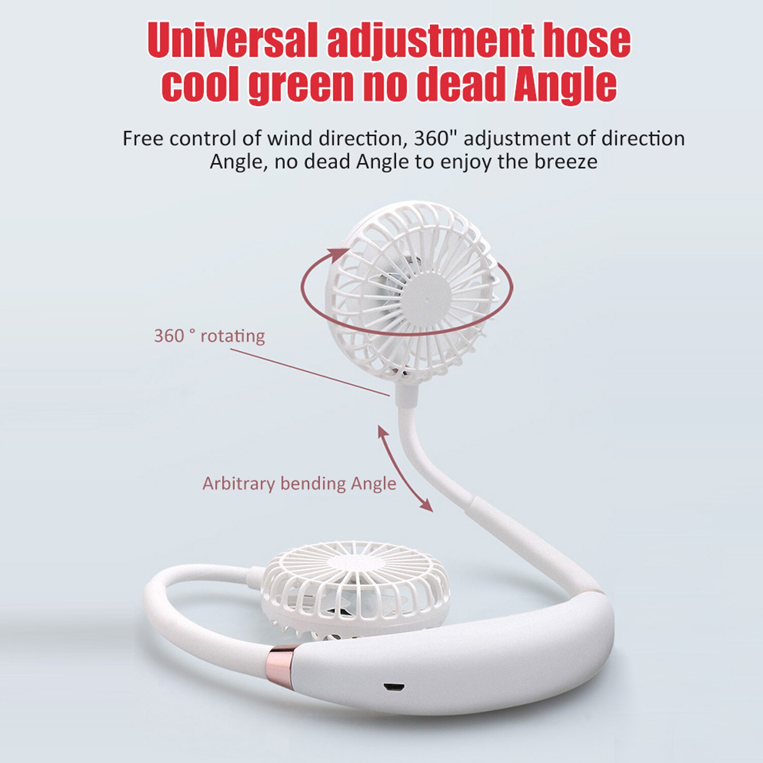 ANENG Portable Neck Fan Dual-Head USB Massage Personal Hands-Free Fan with LED Light Aromatherapy Box for School Travel Office