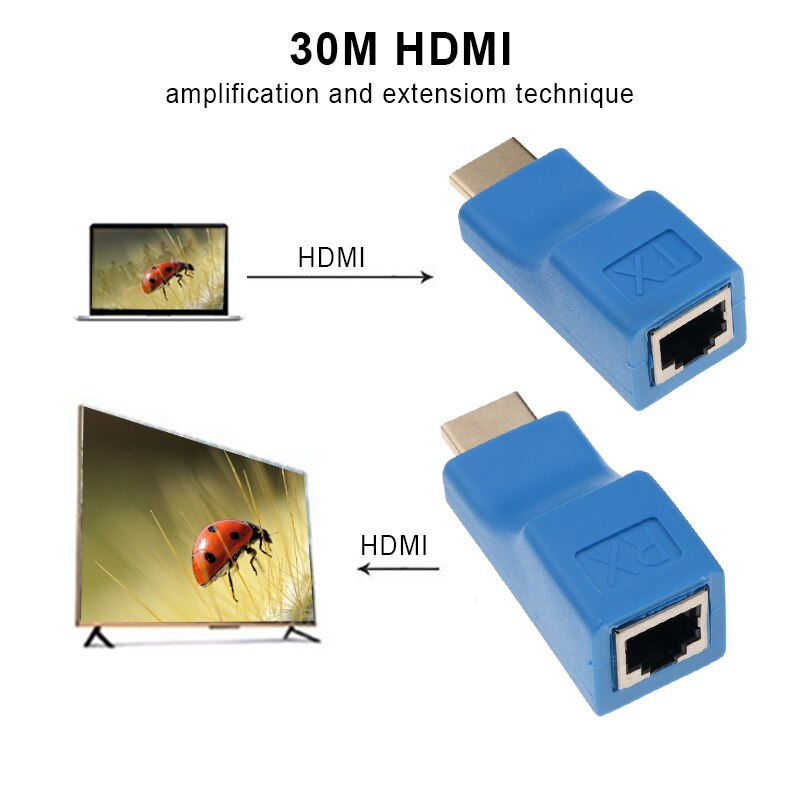 1 Pair 30M 4K HDMI Extender Transmitter Receiver TX/RX HDMI V1.4 HD 1080P Over Cat5e CAT6 RJ45 Ethernet Cable 4 TV Projector DVD