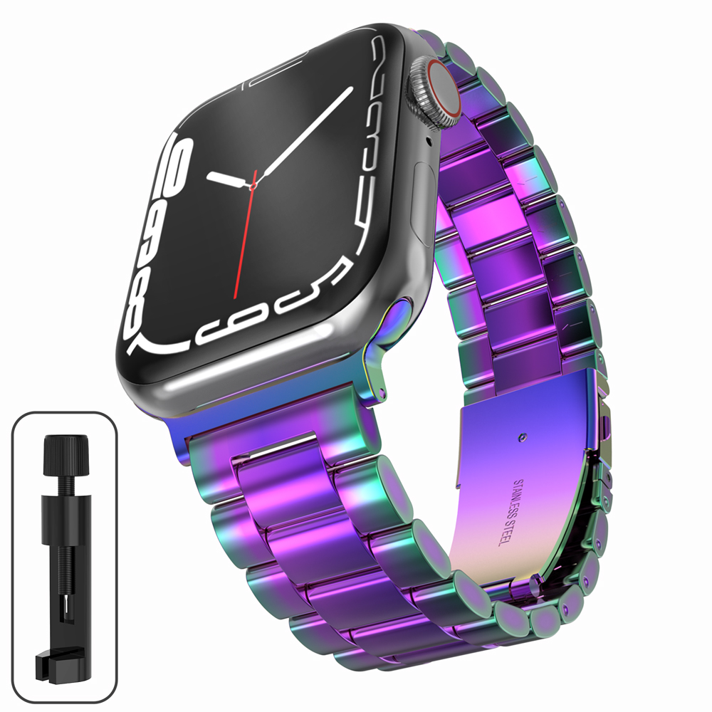 Stainless Steel Strap For Apple Watch 46mm Ultra 49mm Metal Wristband Bracelet For iWatch 10 9 8 5 4 SE 42mm Business Watchband: S / Black Green