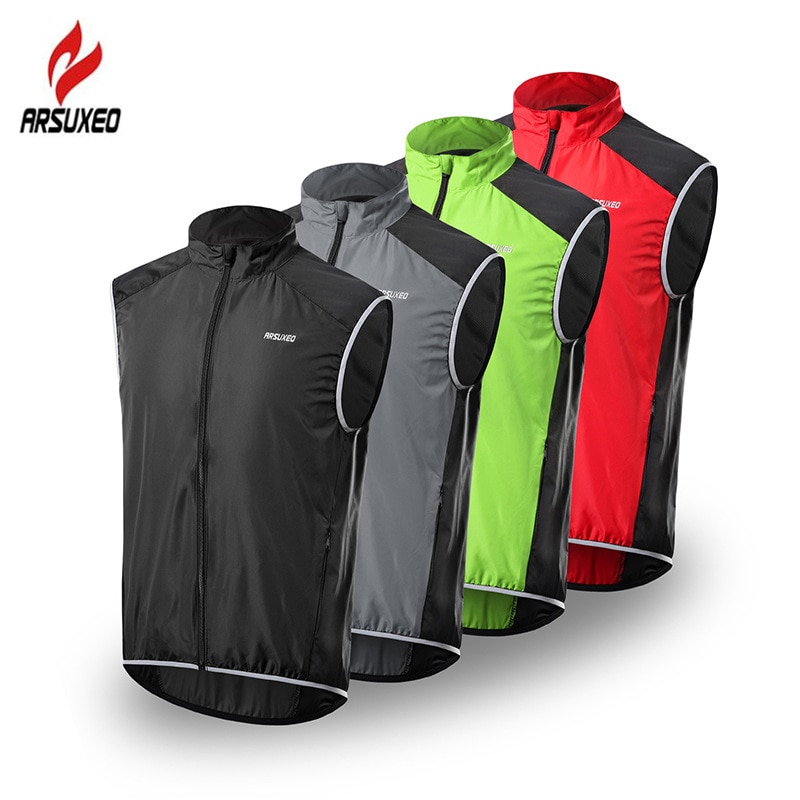 Arsuxeo reflekterende cykelvest herre vindtæt åndbar cykling vindvest cykel road mountainbike mtb downhill vindjakke