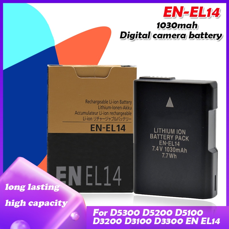 7.4V 1030Mah EN-EL14 EN-EL14A ENEL14 Camera Accu Voor Nikon D5300 D5200 D5100 D3200 D3100 D3300 P7000 P7100 p2100 P7700