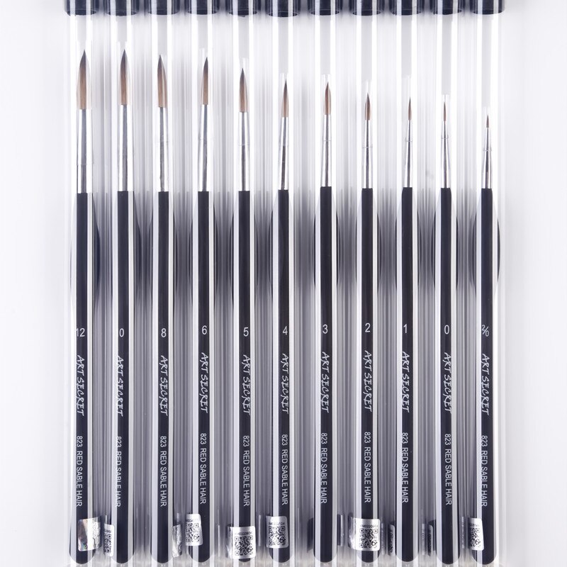 ArtSecret di alta qualità nuovo arrivo 823 capelli di zibellino rosso pennello per pittura ad acquerello manico in plastica nera penna per artista d'arte per disegno