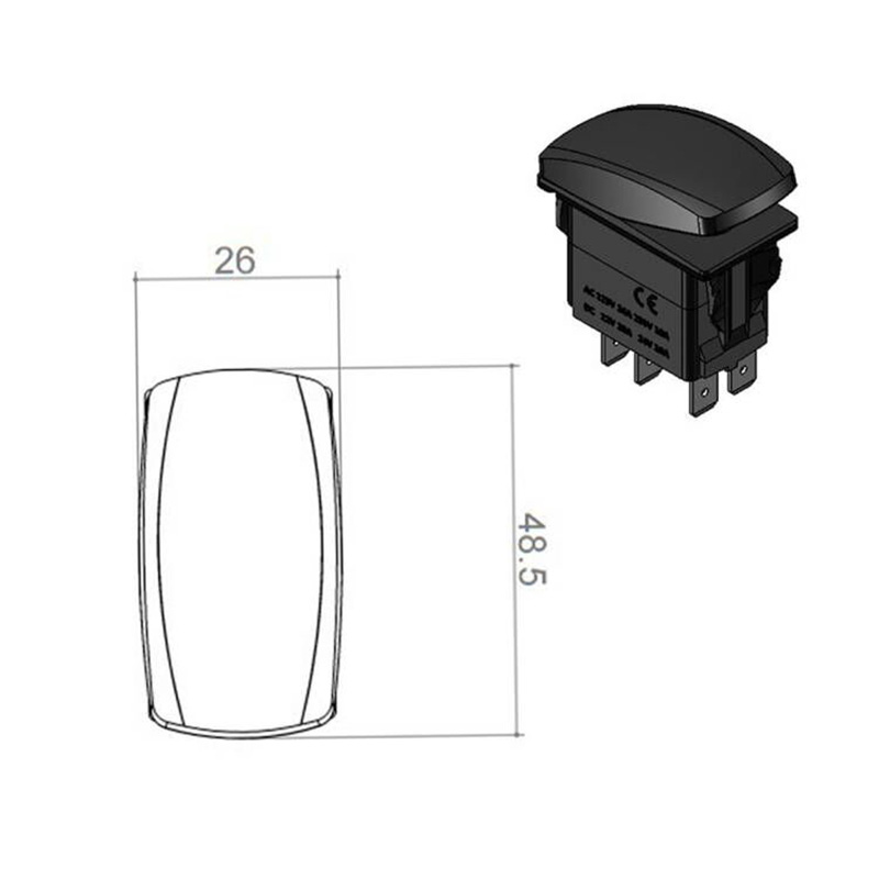 12V 20A Blauwe Led Op Off, (On) Off, Op Off Op, (Op) off Op, (On) Off (On) Tuimelschakelaar Waterdichte IP68 Voor Auto Boot Carling 4x4