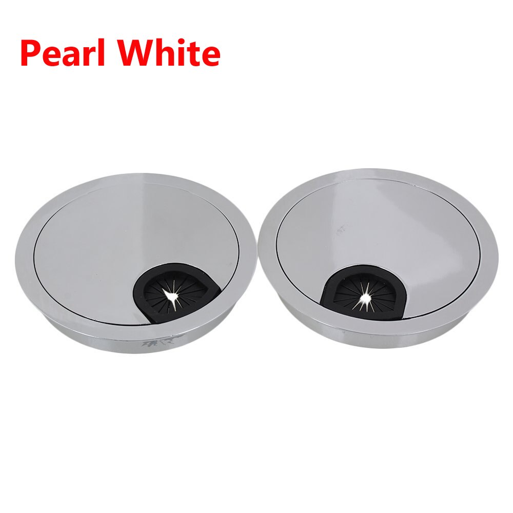2 Stuk Zinklegering Ronde Tafel Hole Cover Wire Outlet Poort Computer Pc Bureau Kabeldoorvoer 50/53/60/80 Mm Line Houder: Pearl White / 53mm