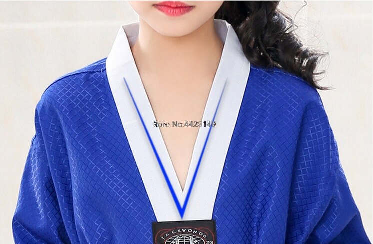 Blue Taekwondo Uniforms Children Adult Unisex Long Sleeve Taekwondo Dobok Clothes Suit Taekwondo Training Clothing