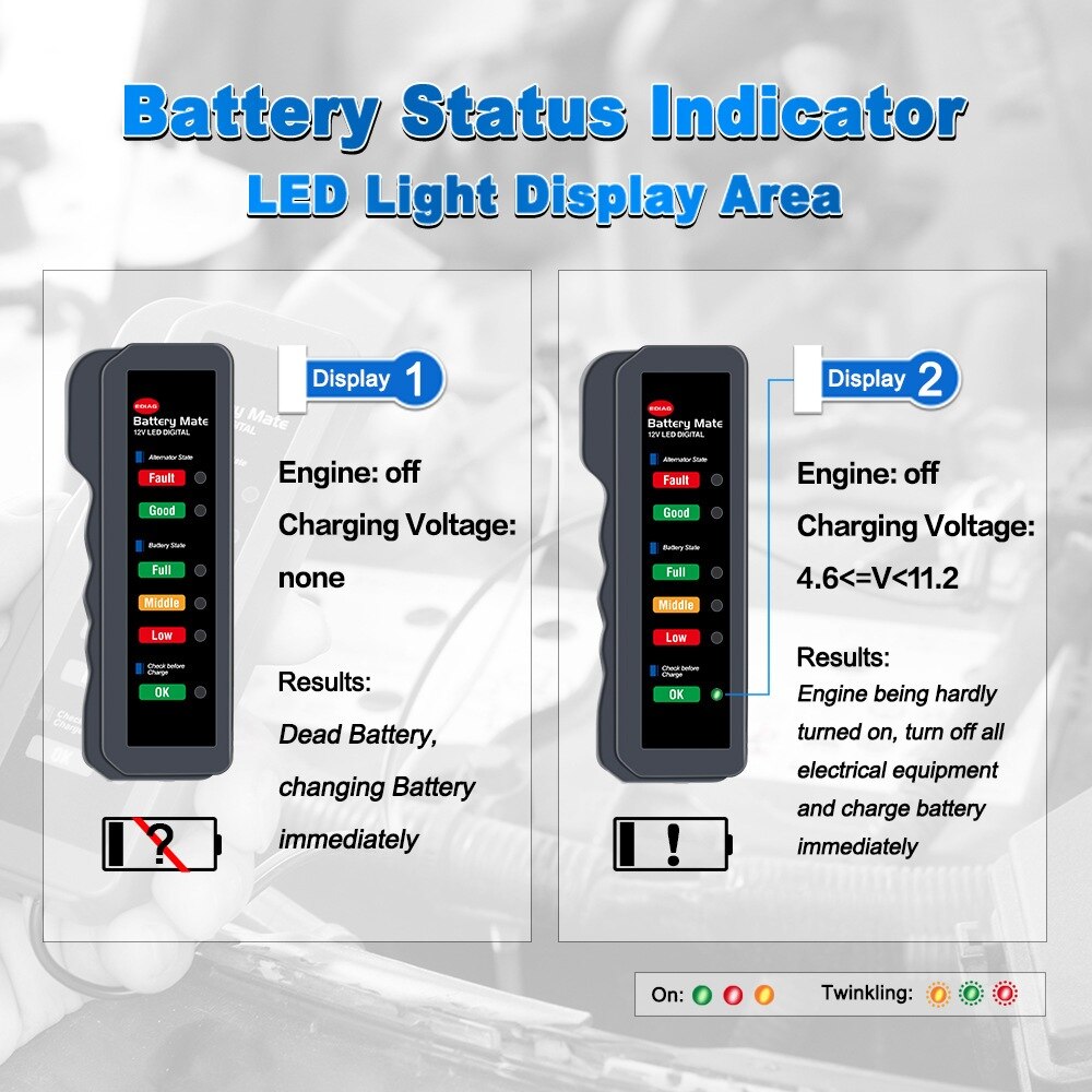 Mini 12V Voertuig Motorfiets Cary Batterys Tester 6 Led Verlichting Display Auto Cary Diagnostische Tol Cary Batterys Dynamo Voor auto &#39;S