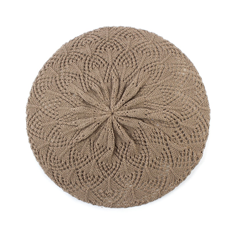 Geebro vrouwen Effen Kleur Gebreide Baret Hoed Lente Casual Dunne Acryl Baretten voor Vrouwen Dames Franse Kunstenaar Beanie Baret hoeden: Brown