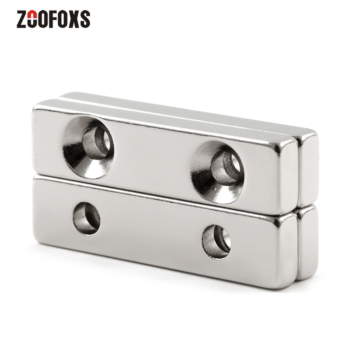 ZOOFOXS 2 stuks 40x10x5mm Dubbele 4mm Gat Kleine Block Verzonken Neodymium Magneet Zeldzame Aarde krachtige Permanet Magneten 40*10*5mm