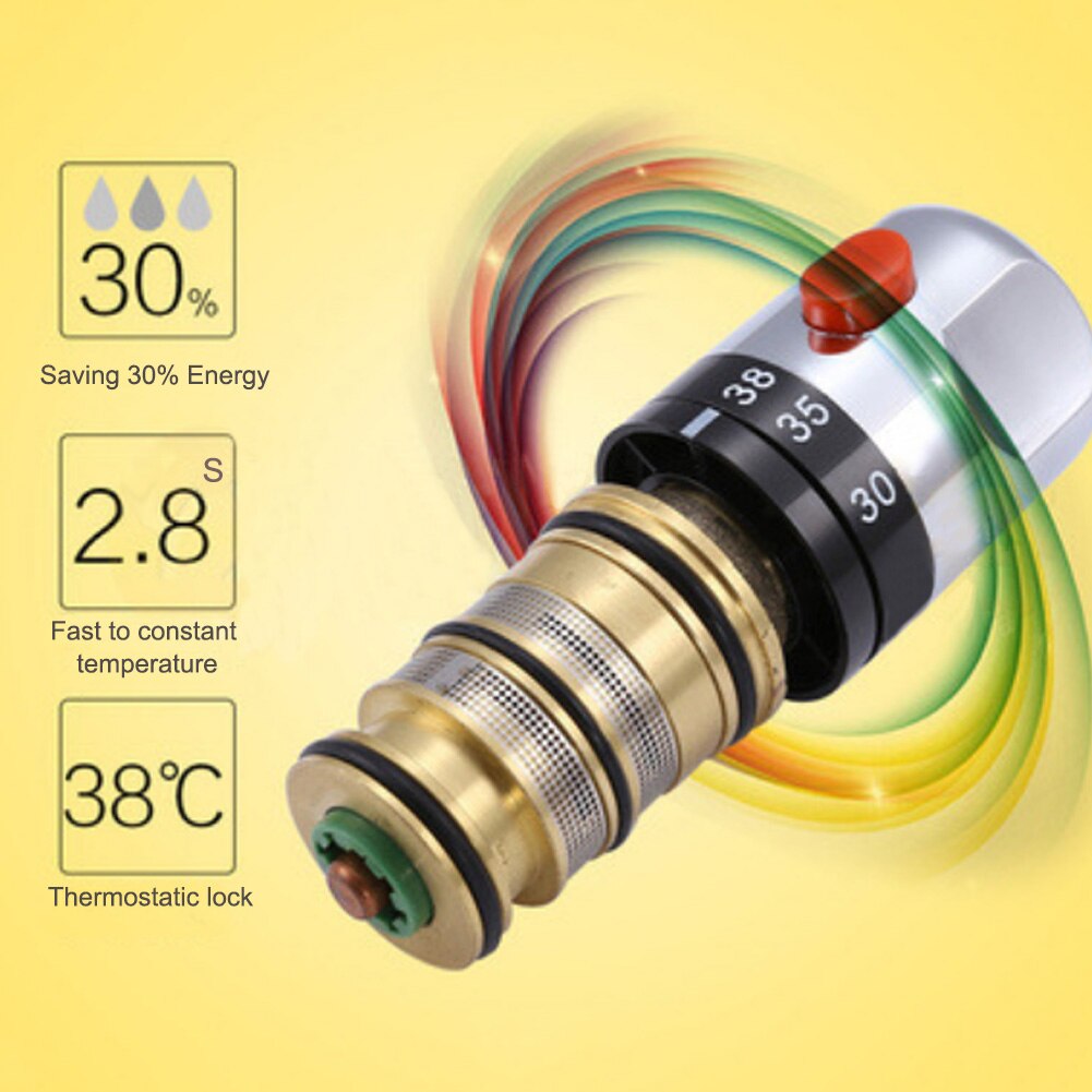 Tilbehør tråd juster messingkran termostatbatteri temperatur hjemme kobber kald dusj bad